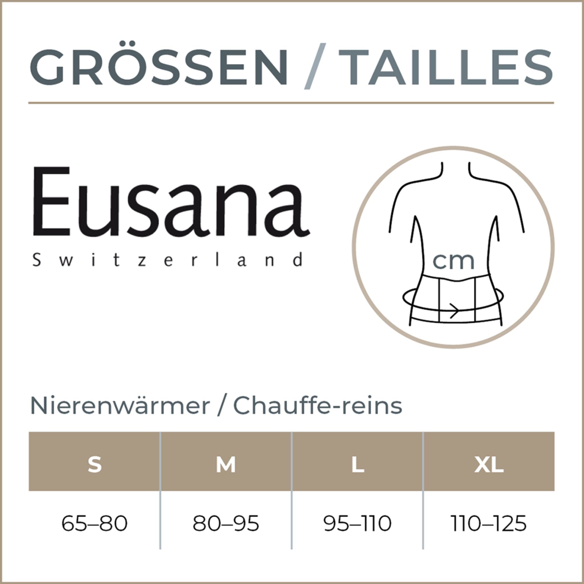 Eusana Nierenwärmer anatomisch Grössentabelle
