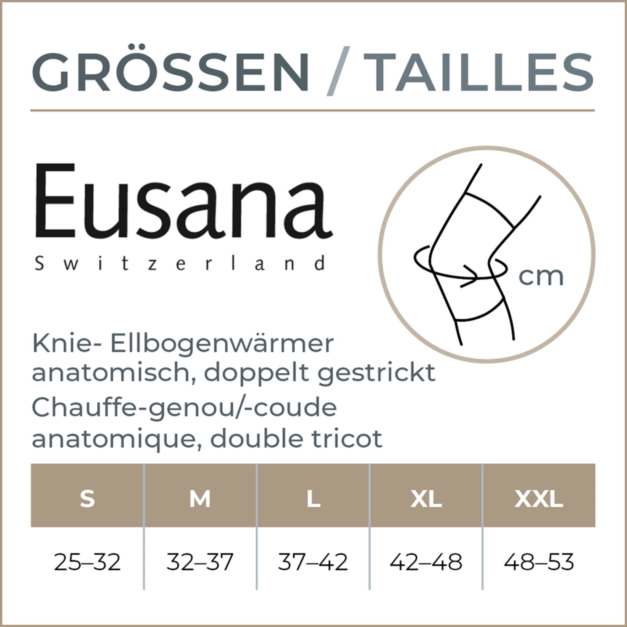 Grössentabelle Eusana Knie-Wärmer