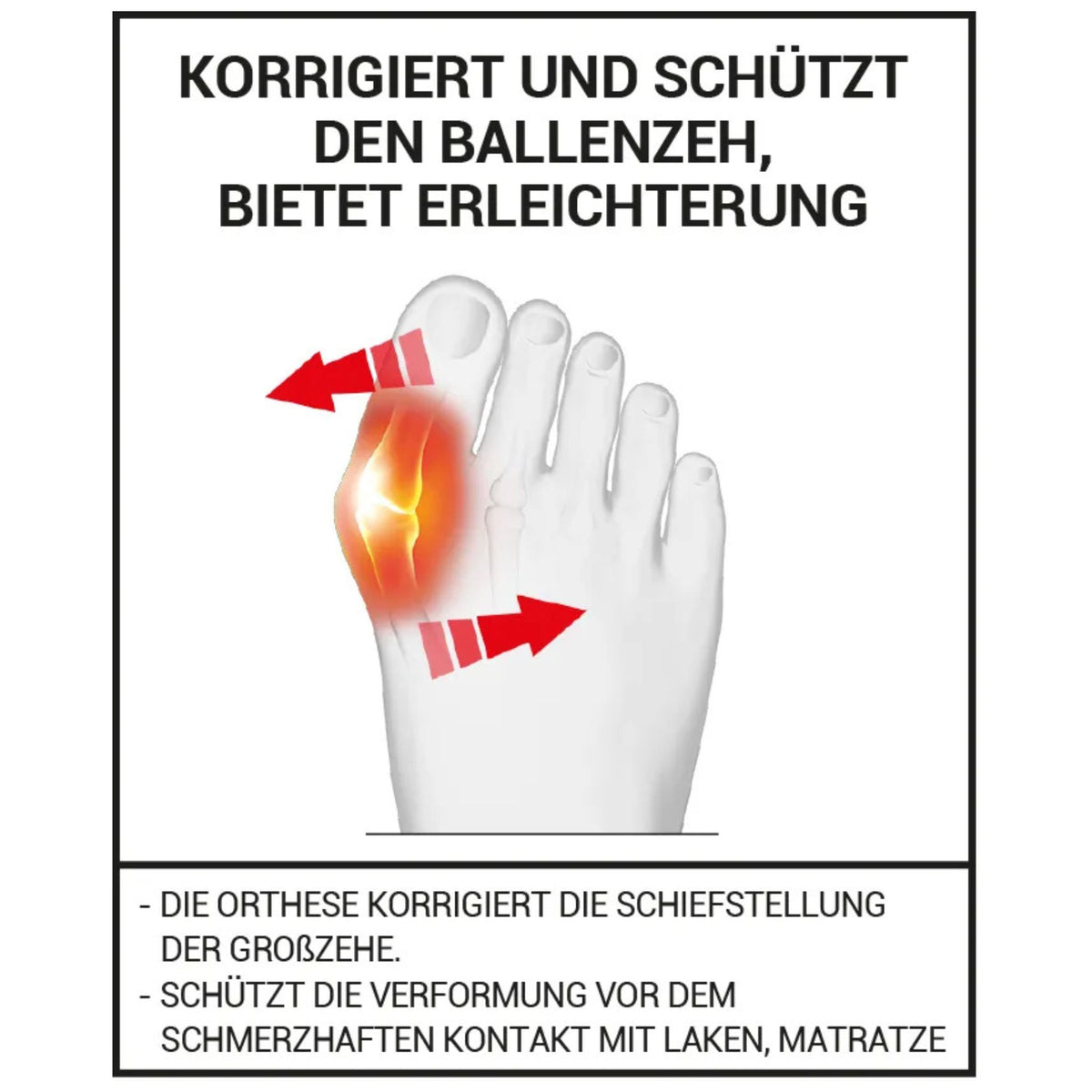 HALLUX VALGUS STARRE KORREKTURBANDAGE FÜR DIE NACHT