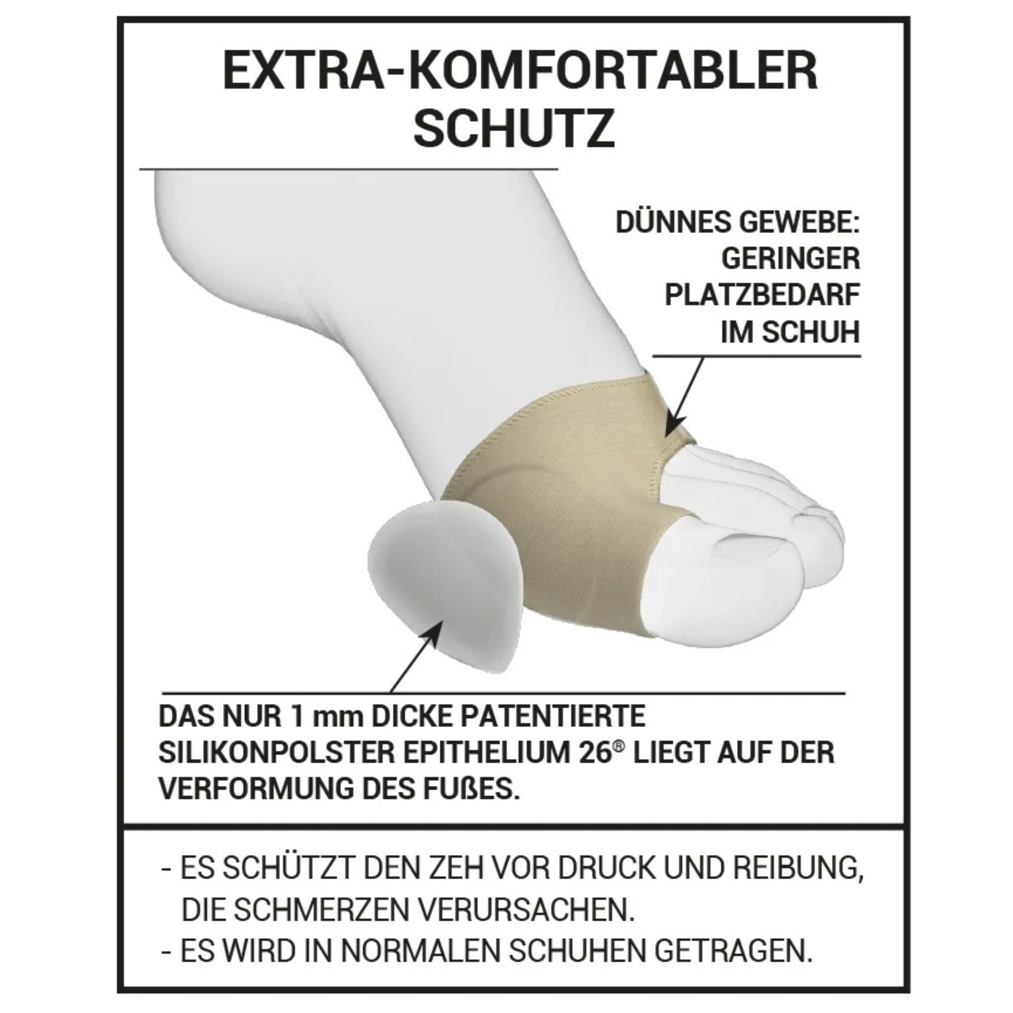 Dünnes Hallux Valgus Polster