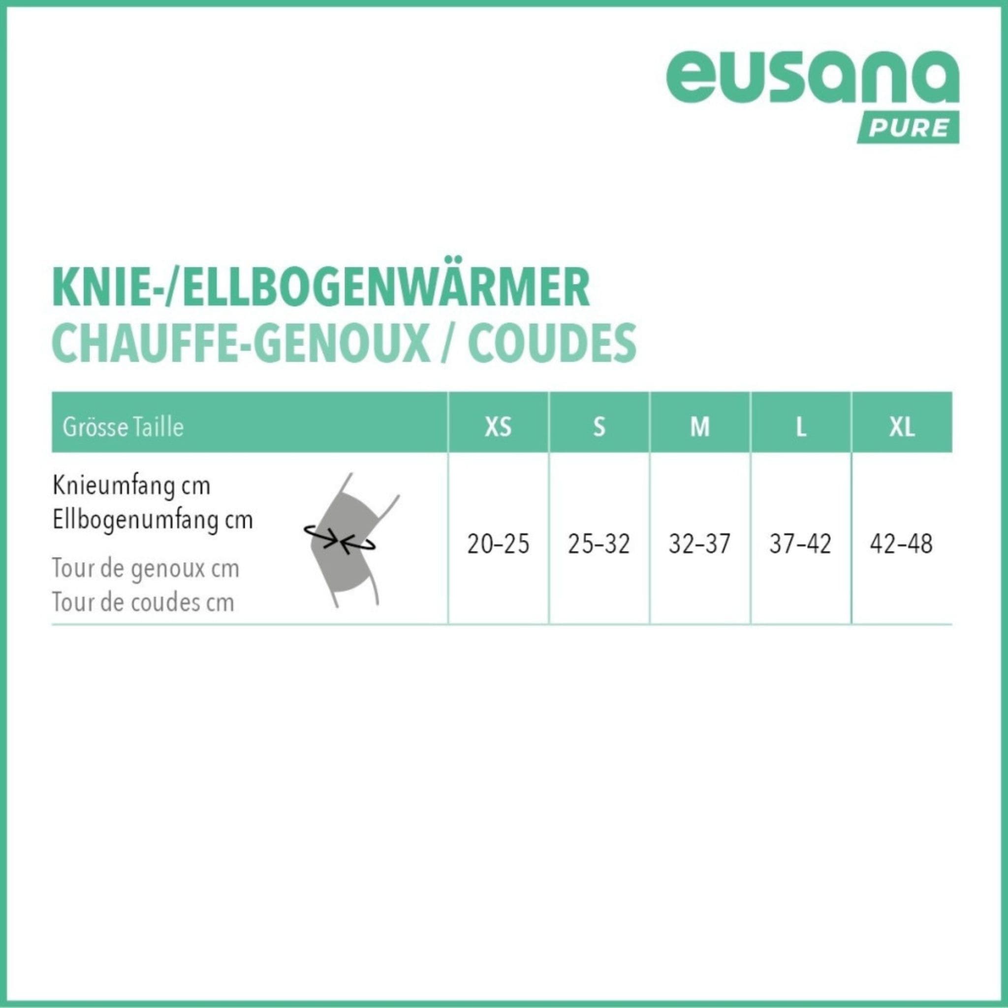 Grössentabelle Eusana Knie-Wärmer