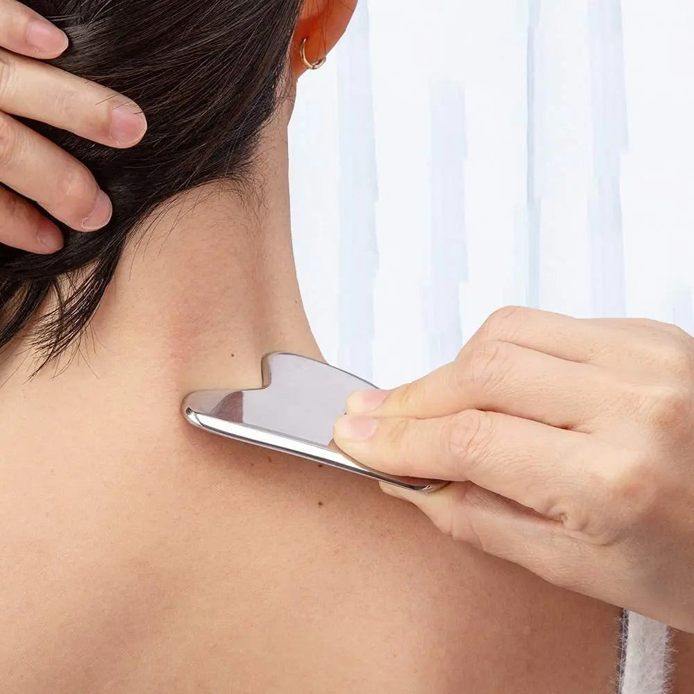 Gua Sha Kratz Platte Metall