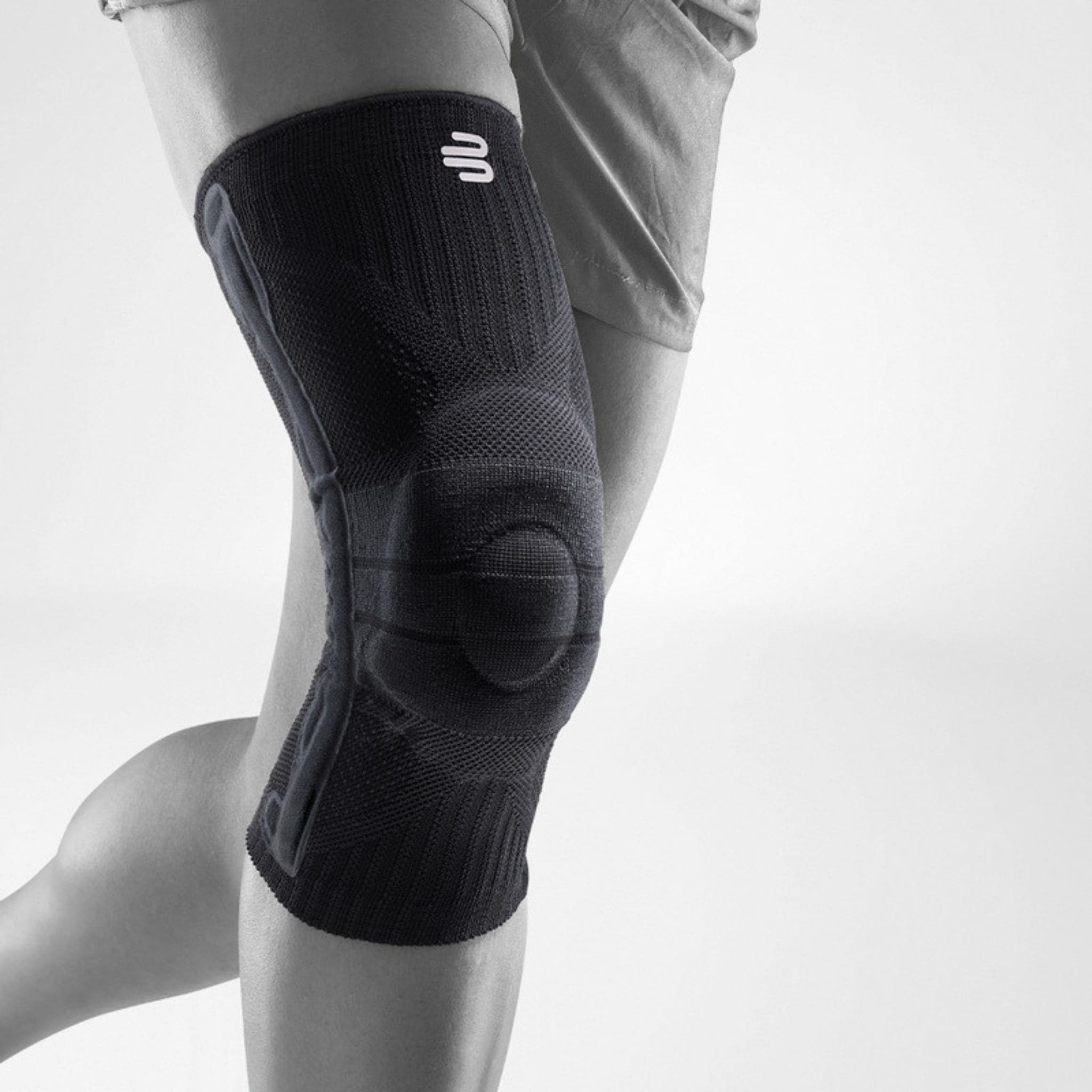 Schwarze Kniebandage mit Pelotte