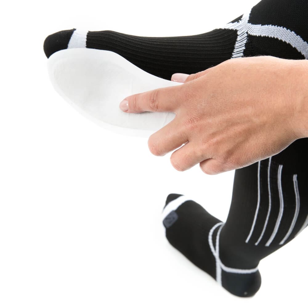 Sohlenwärmer an Socke kleben